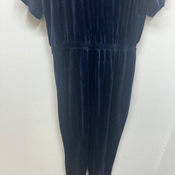Saturday Sunday Anthropologie Blue Velour jumpsuit medium - Picture 10 of 11